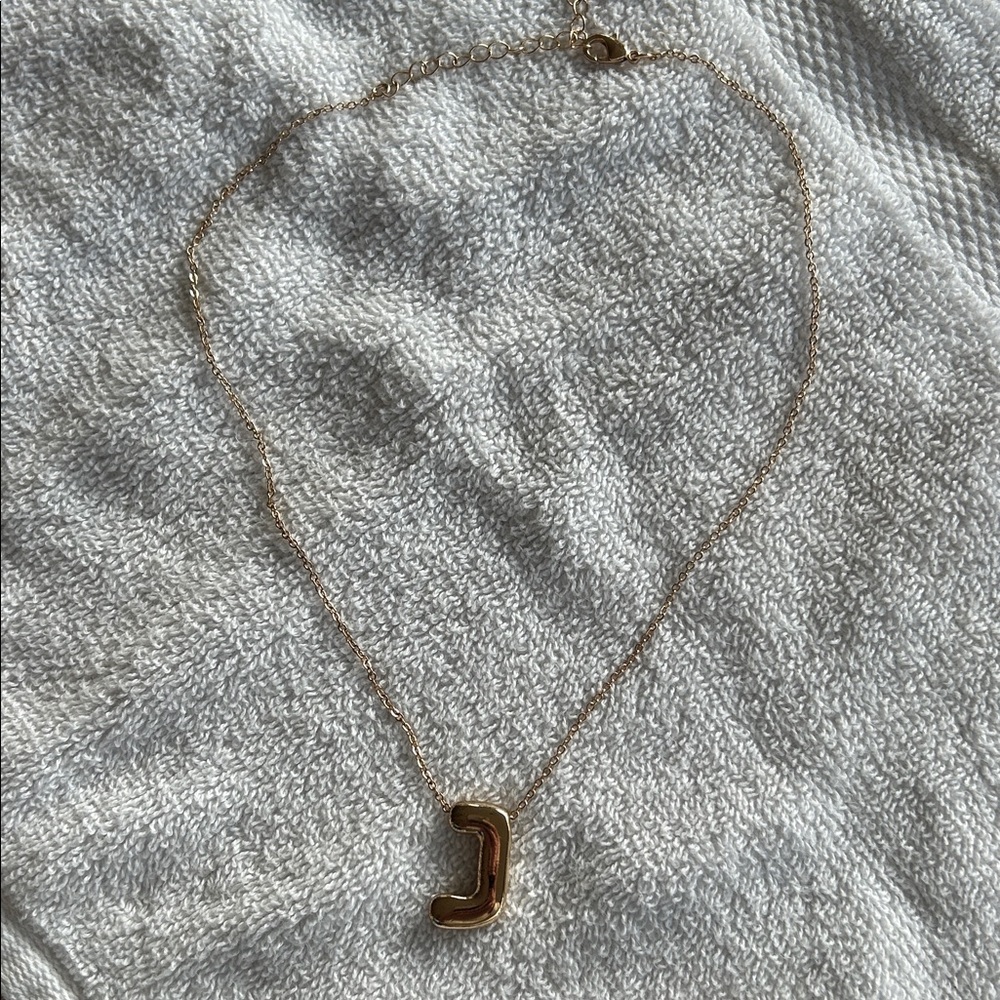 Bubble Gold Letter J Necklace